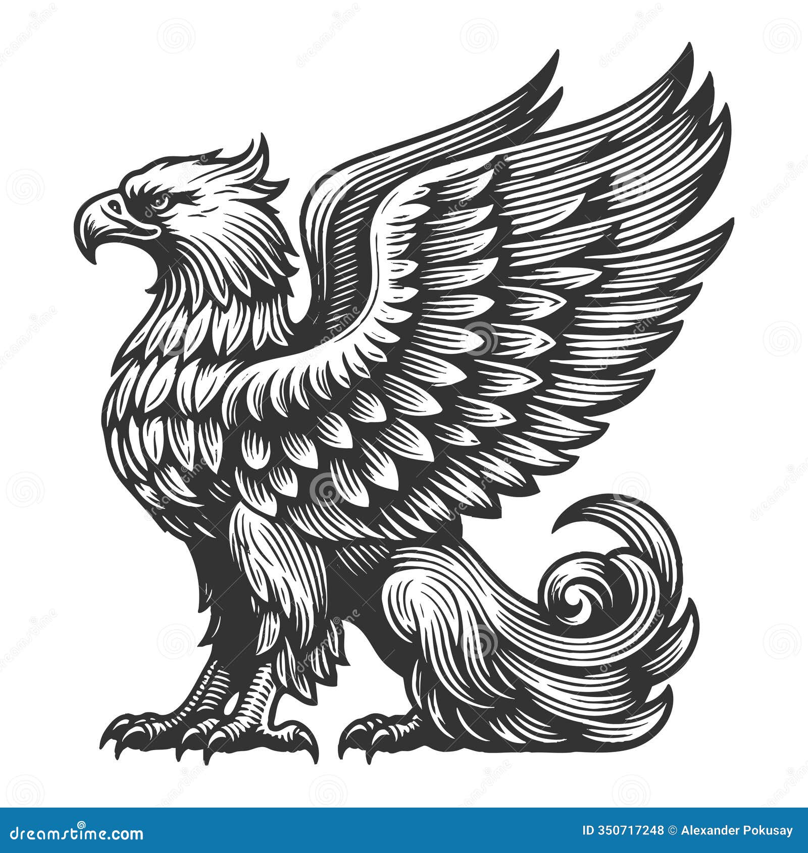 mythical phoenix bird with detailed wings 