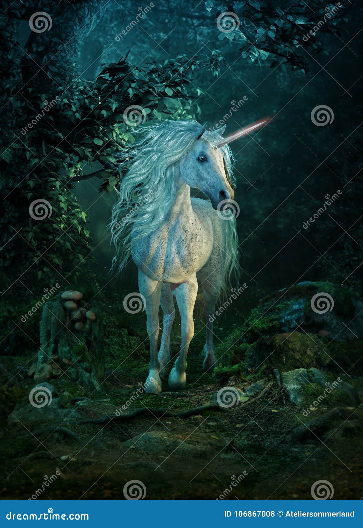 mythical unicorn, 3d cg