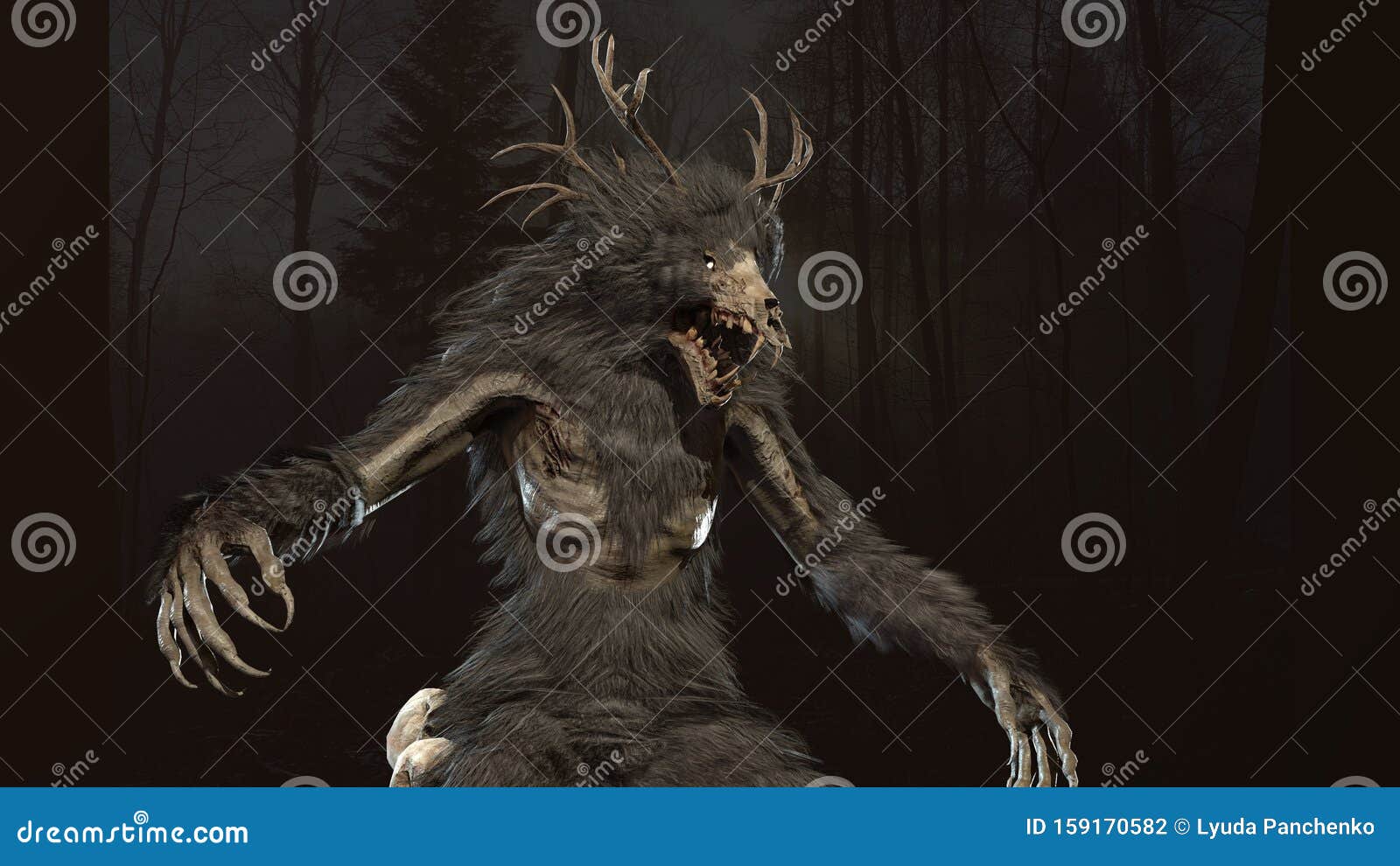 wendigo mythical monster 3d render