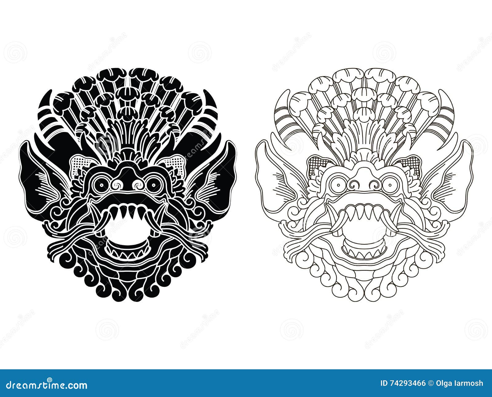 mythological god's masks. balinese style. barong.