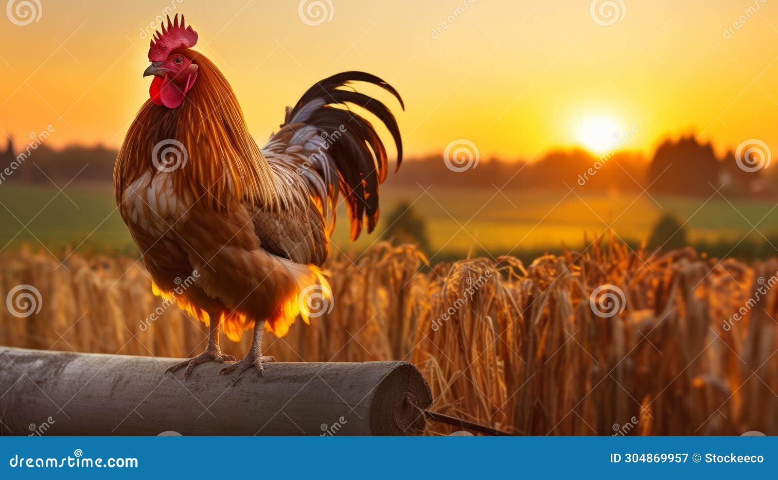 mythological rooster: a pop-culture-infused animal photo at sunset