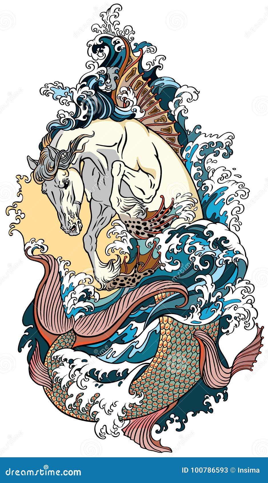 mythological sea horse hippocampus