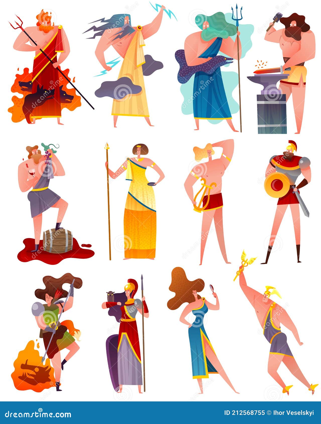 Greece Mythology Cartoon Set Stock Vector - Illustration of icons