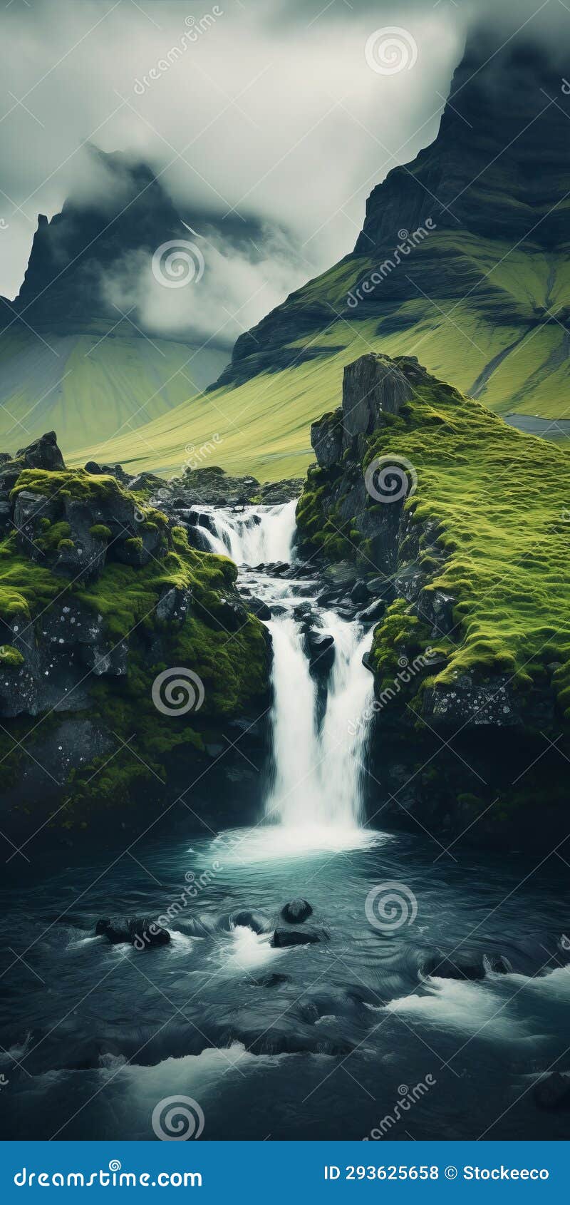 mythology-inspired mountain range and waterfall in iceland