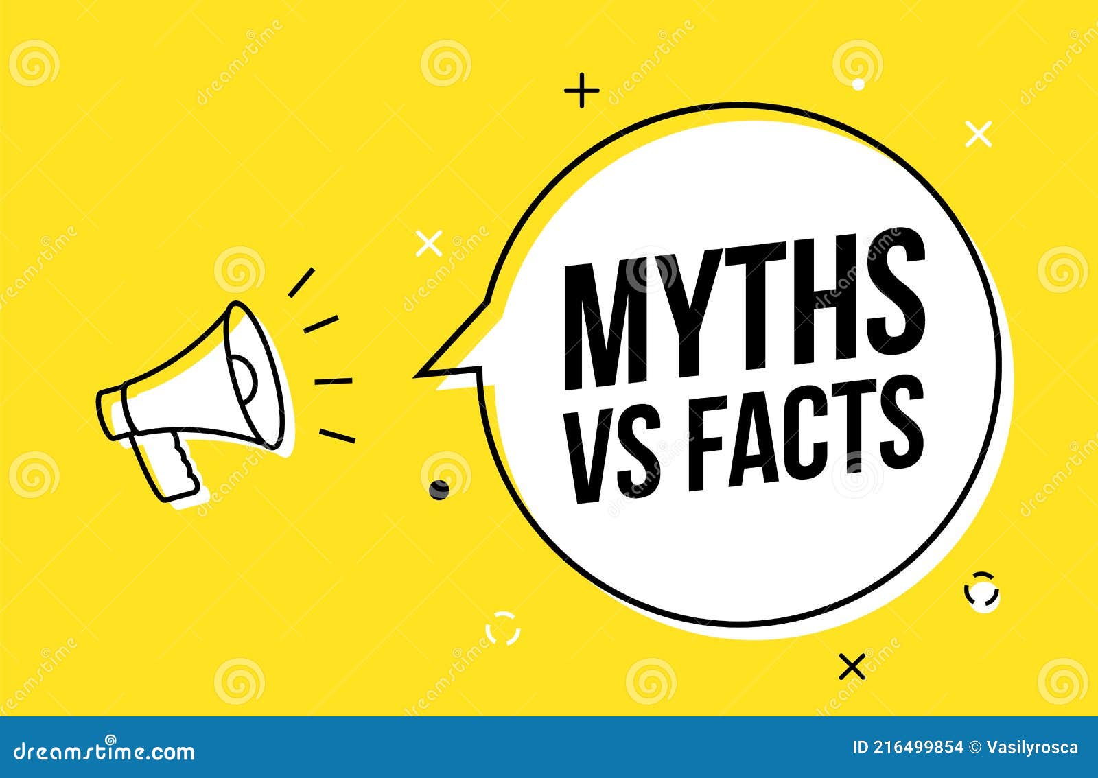 myths and facts logo  megaphone background. check fact truth fake concept