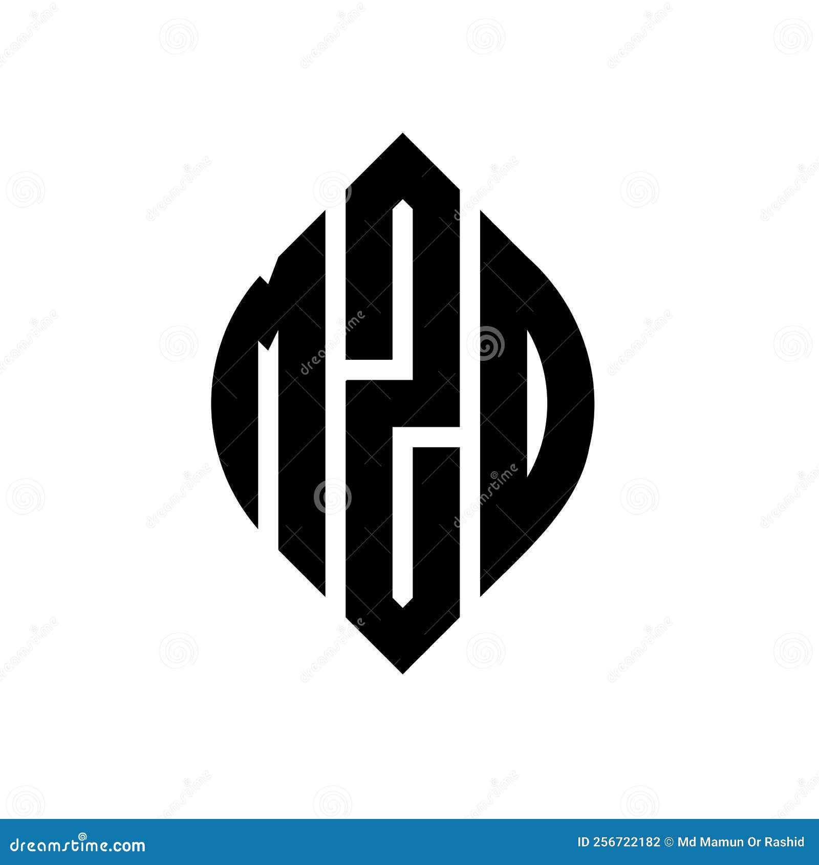 mzo circle letter logo  with circle and ellipse . mzo ellipse letters with typographic style. the three initials form a