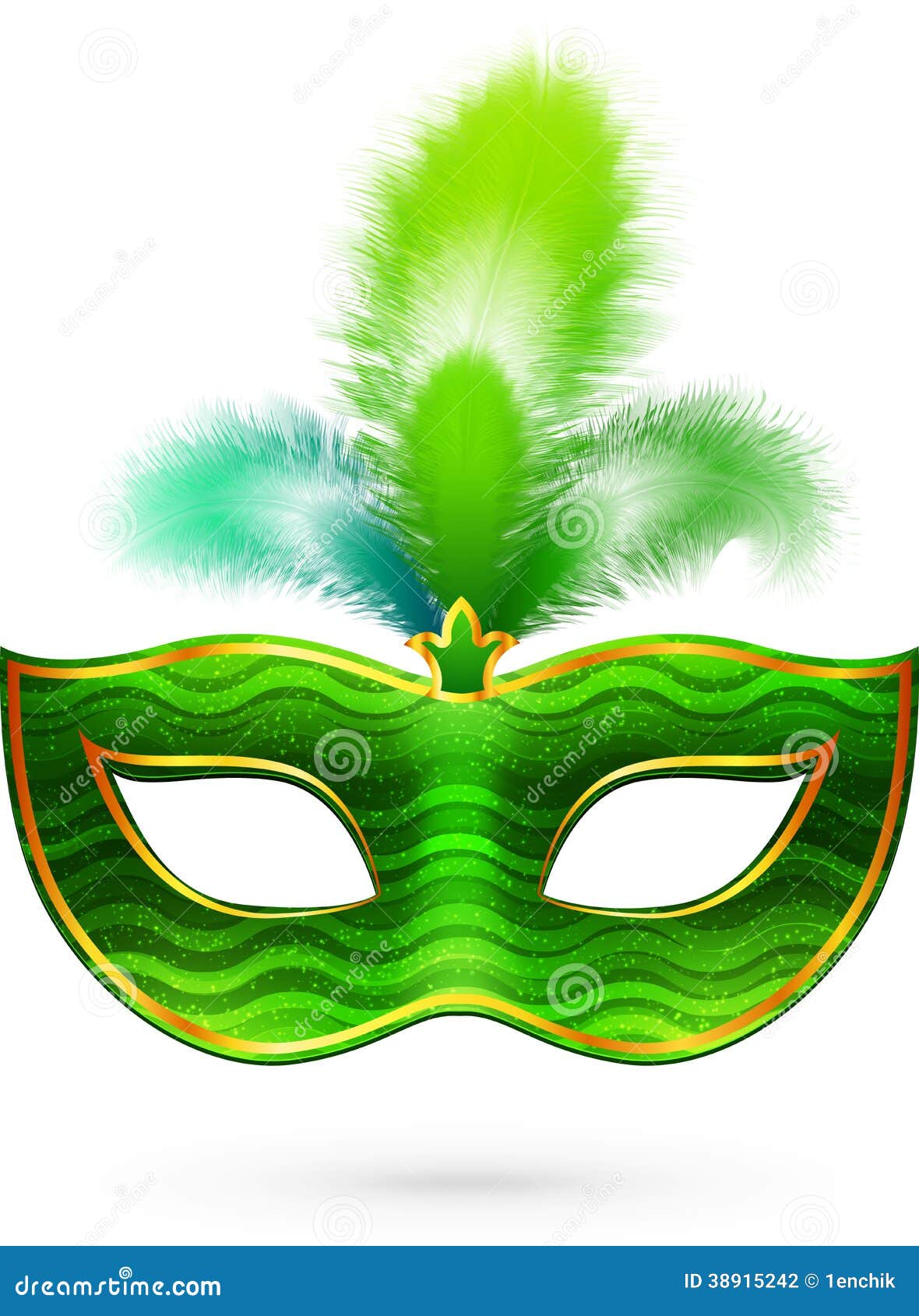 Máscara Verde Do Carnaval Com Penas Ilustração do Vetor Ilustração de