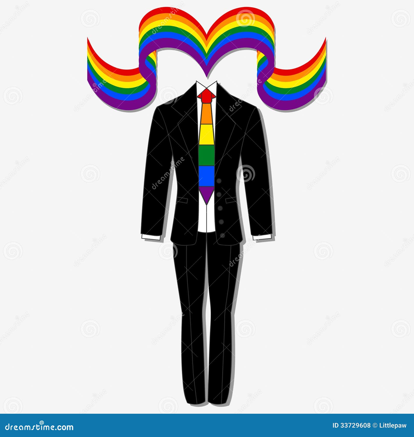 Männliche Illustration der Anzugsregenbogen-Bindung LGBT. Männlicher Anzug mit Illustration der Regenbogenbindung LGBT