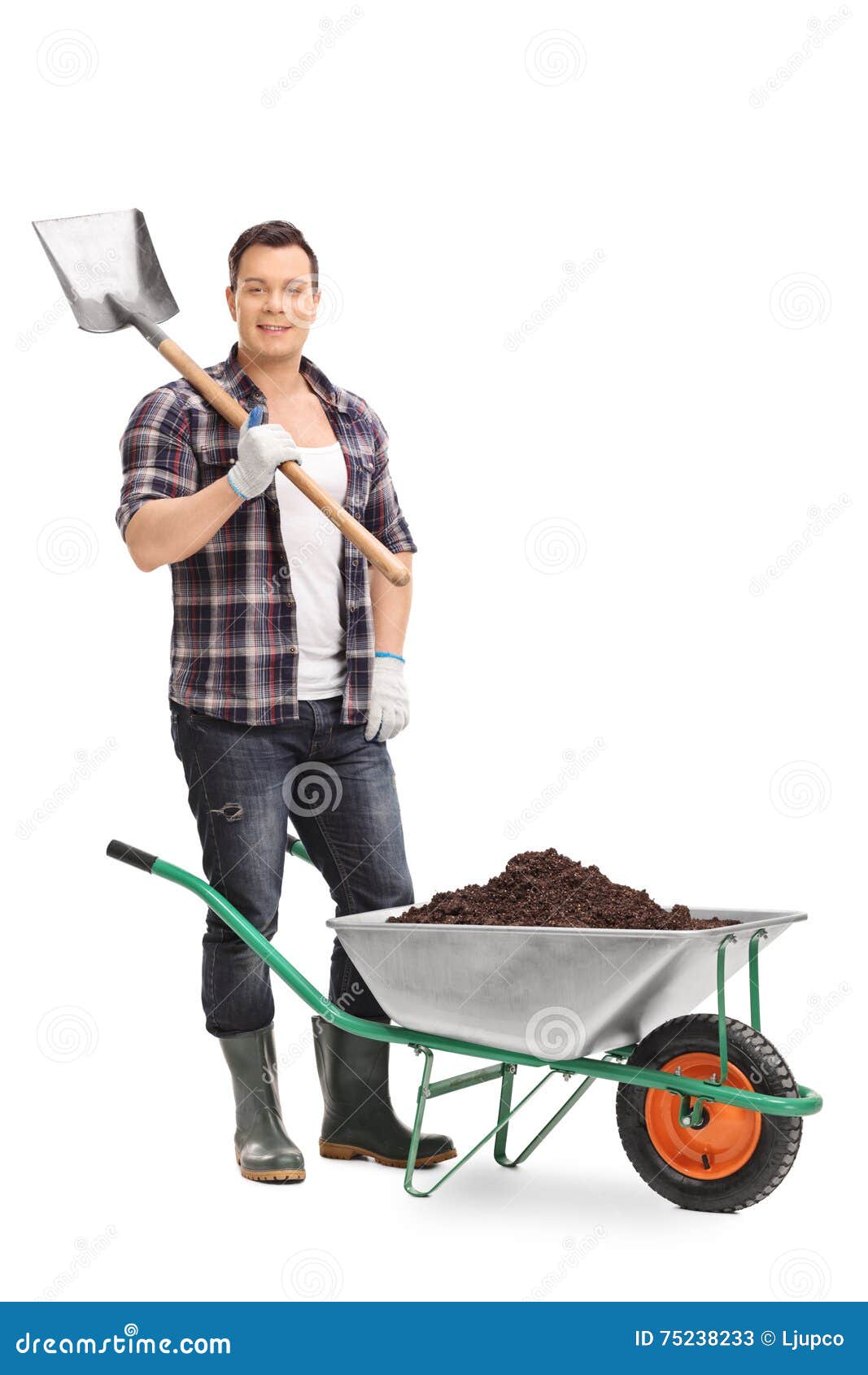 Männlicher Gärtner, Der Eine Schaufel Hält Stockbild Bild von schauen