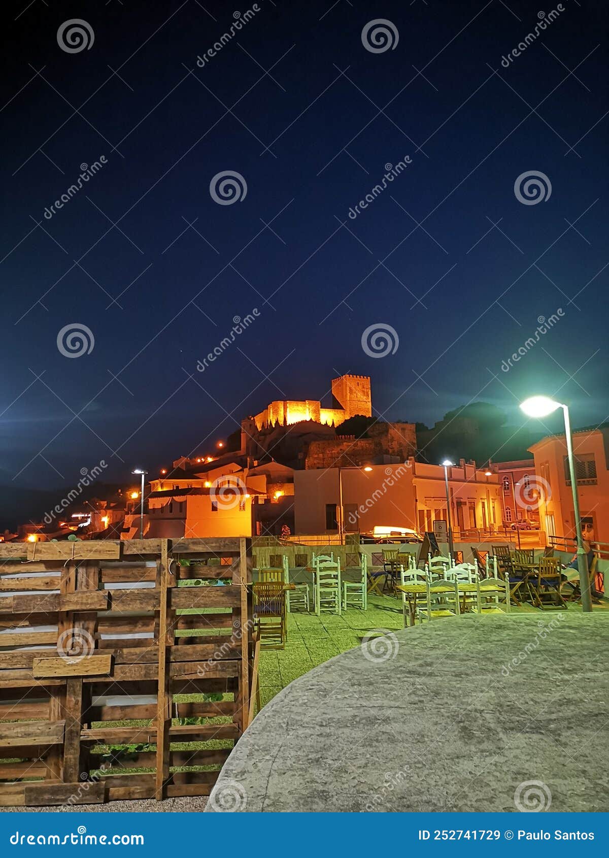 MÃ©rtola in the night stock image. Image of dusk, building 252741729