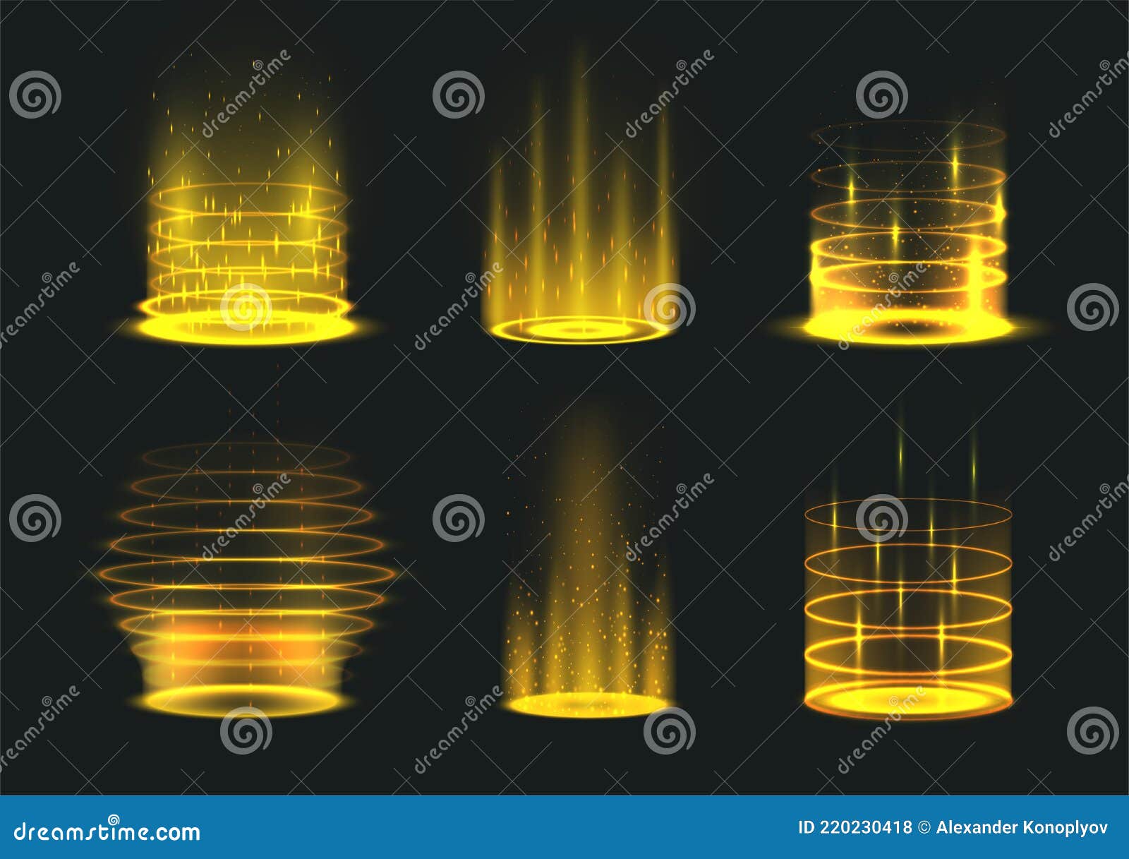 conjunto de ilustração vetorial isolado de fogo amarelo com efeito