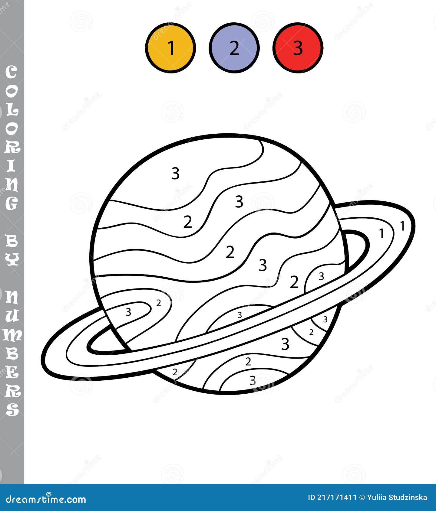 Número De Color Juego Con Saturno Ilustración del Vector - Ilustración de  planetas, paginaciones: 217171411