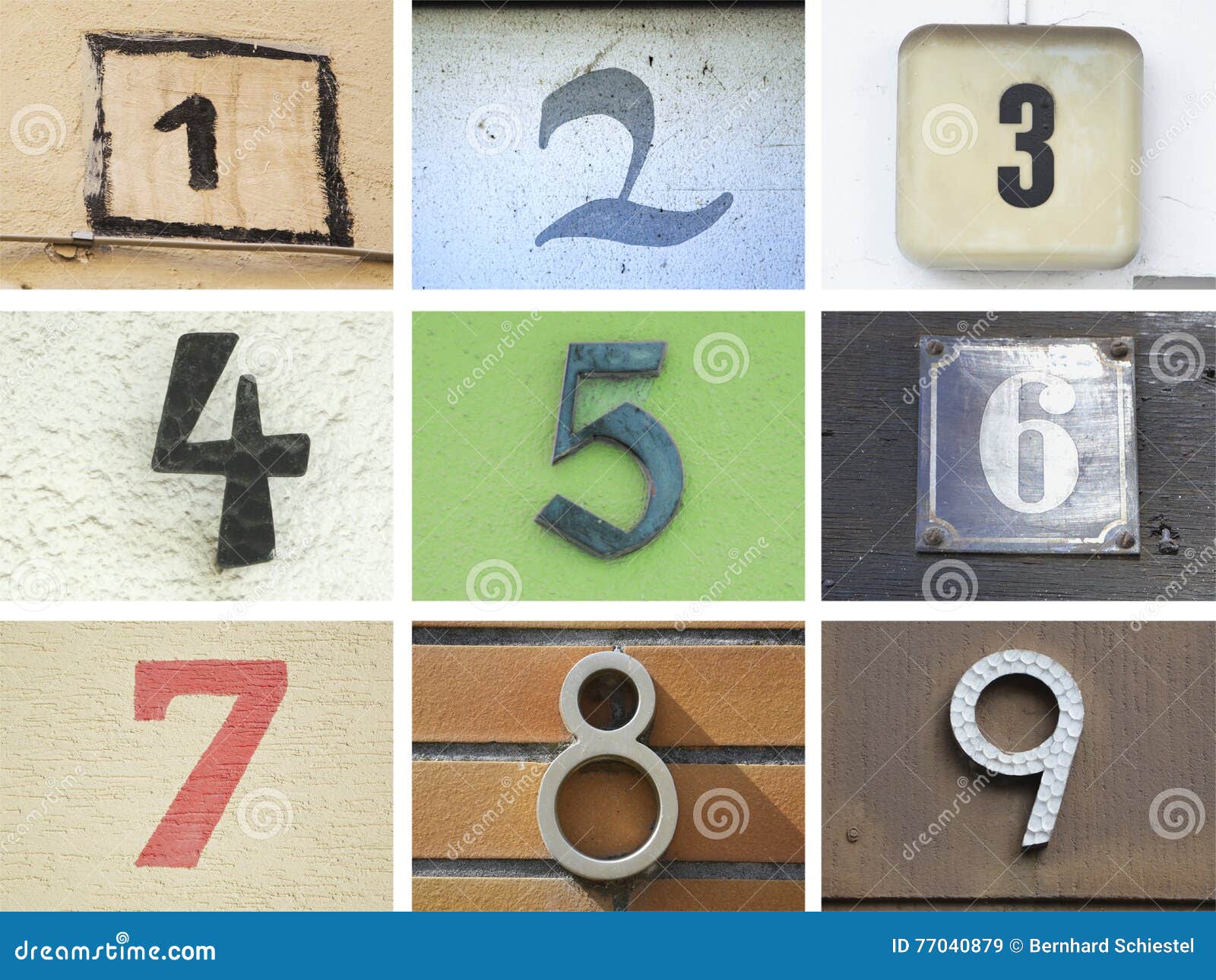 Números De Casa Originales 1 a 9 Imagen de archivo - Imagen de original,  tres: 77040879