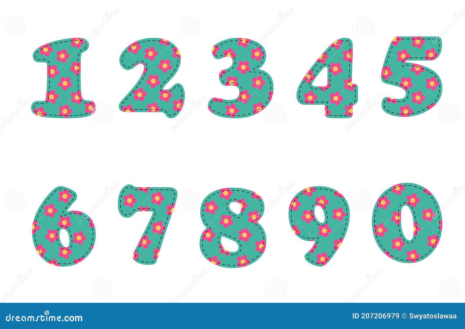 Números De 0 a 9 Con Una Huella De Flores Ilustración del Vector -  Ilustración de tarjetas, juguete: 207206979