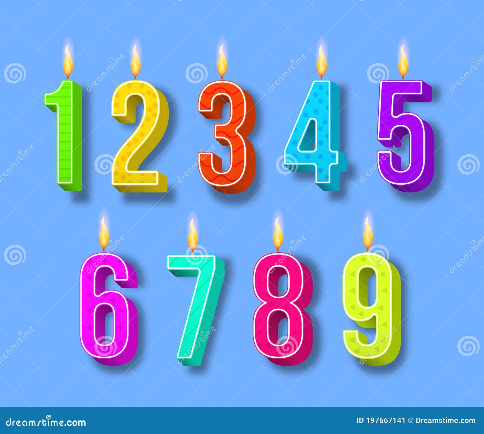 Números De Cumpleaños De Velas Ilustración del Vector - Ilustración de  colorido, verde: 197667141