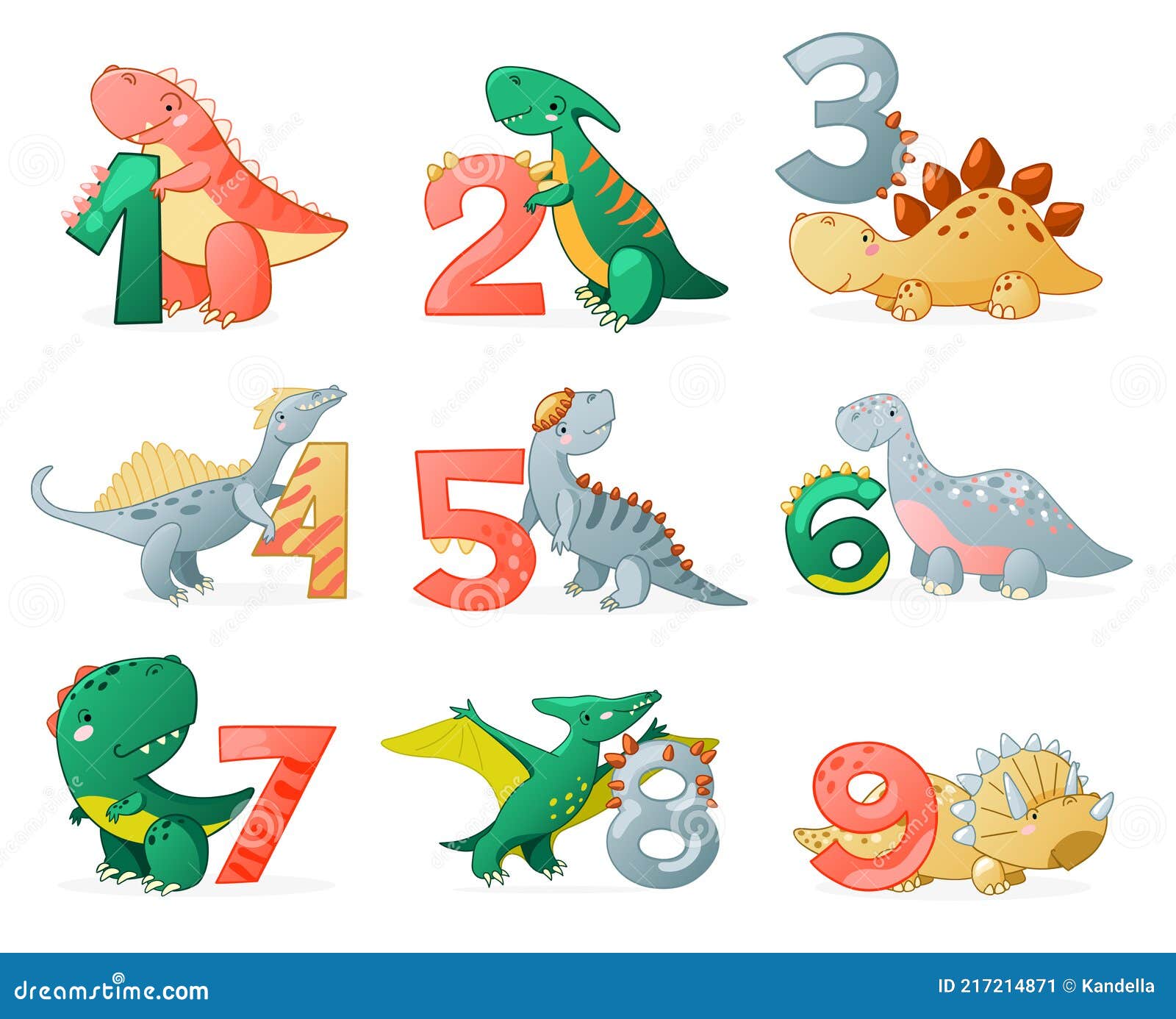 Conjunto de desenhos de dinossauros fofos para crianças e bebês