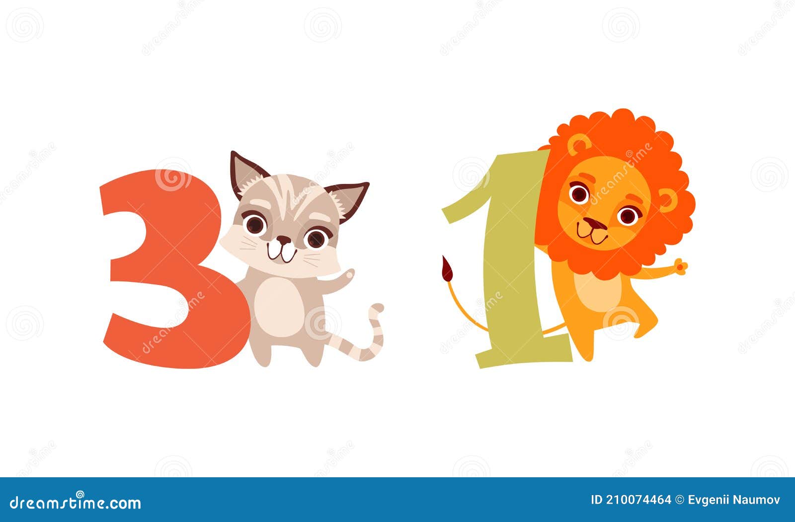 Números De Tres Y Un Números Con Lindos Leo Y Números De Cumpleaños De  Gatitos Con Graciosos Animales Portadores De Dibujos Animad Ilustración del  Vector - Ilustración de estudio, gato: 210074464