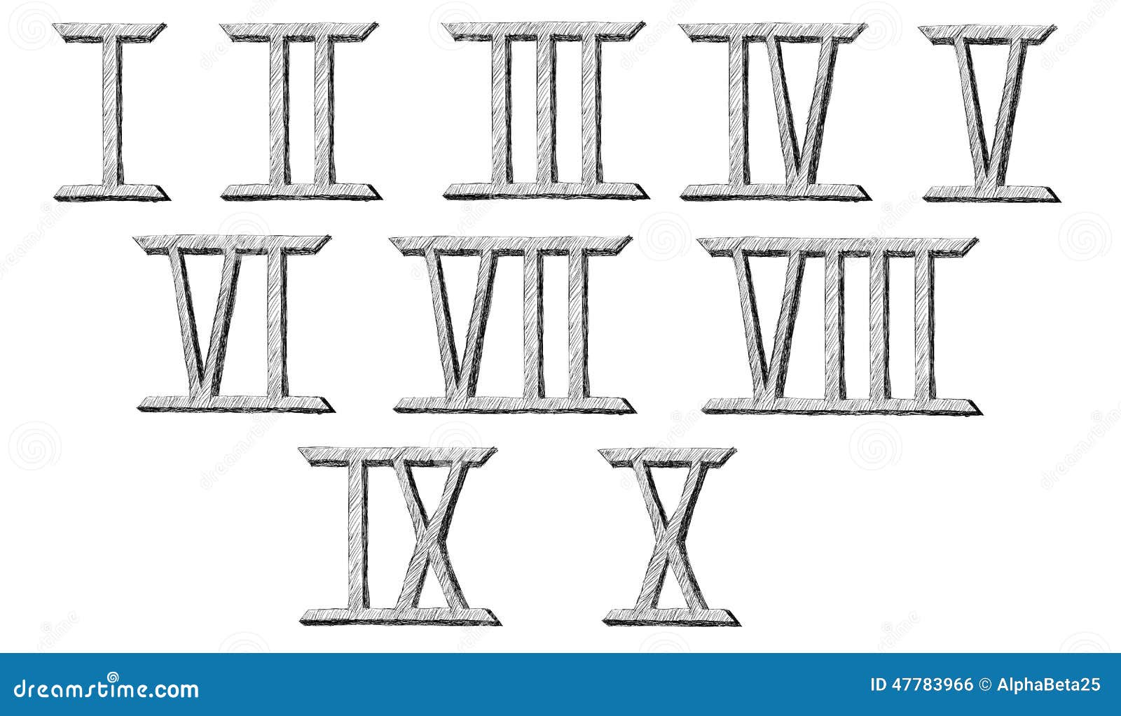 Numeros Romanos Dibujados Mano Del Vector Ilustracion Del Vector Ilustracion De Drenaje Caracteres 47783966