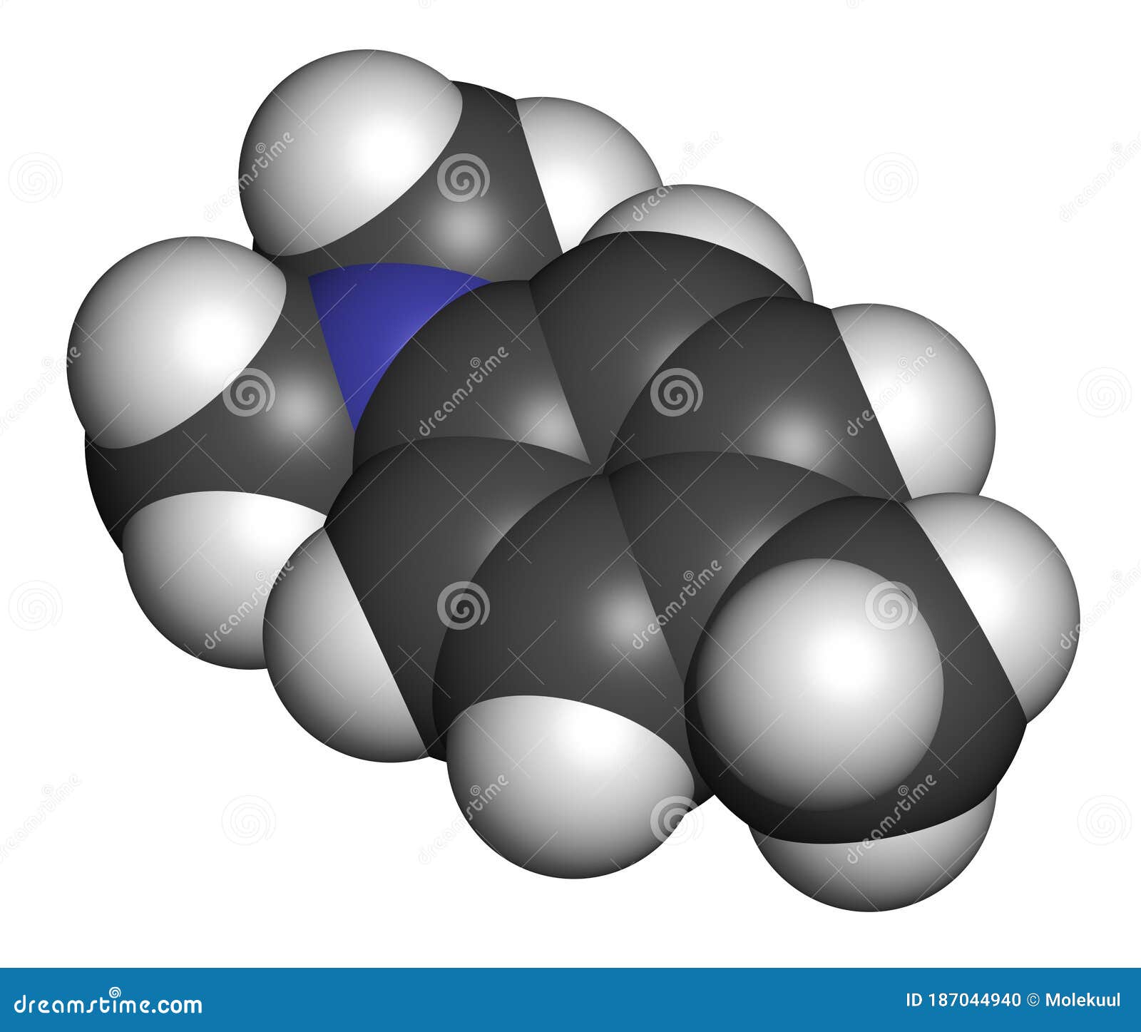 n,n-dimethyl-p-toluidine (dmpt) molecule. commonly used as catalyst in the production of polymers and in dental materials and bone