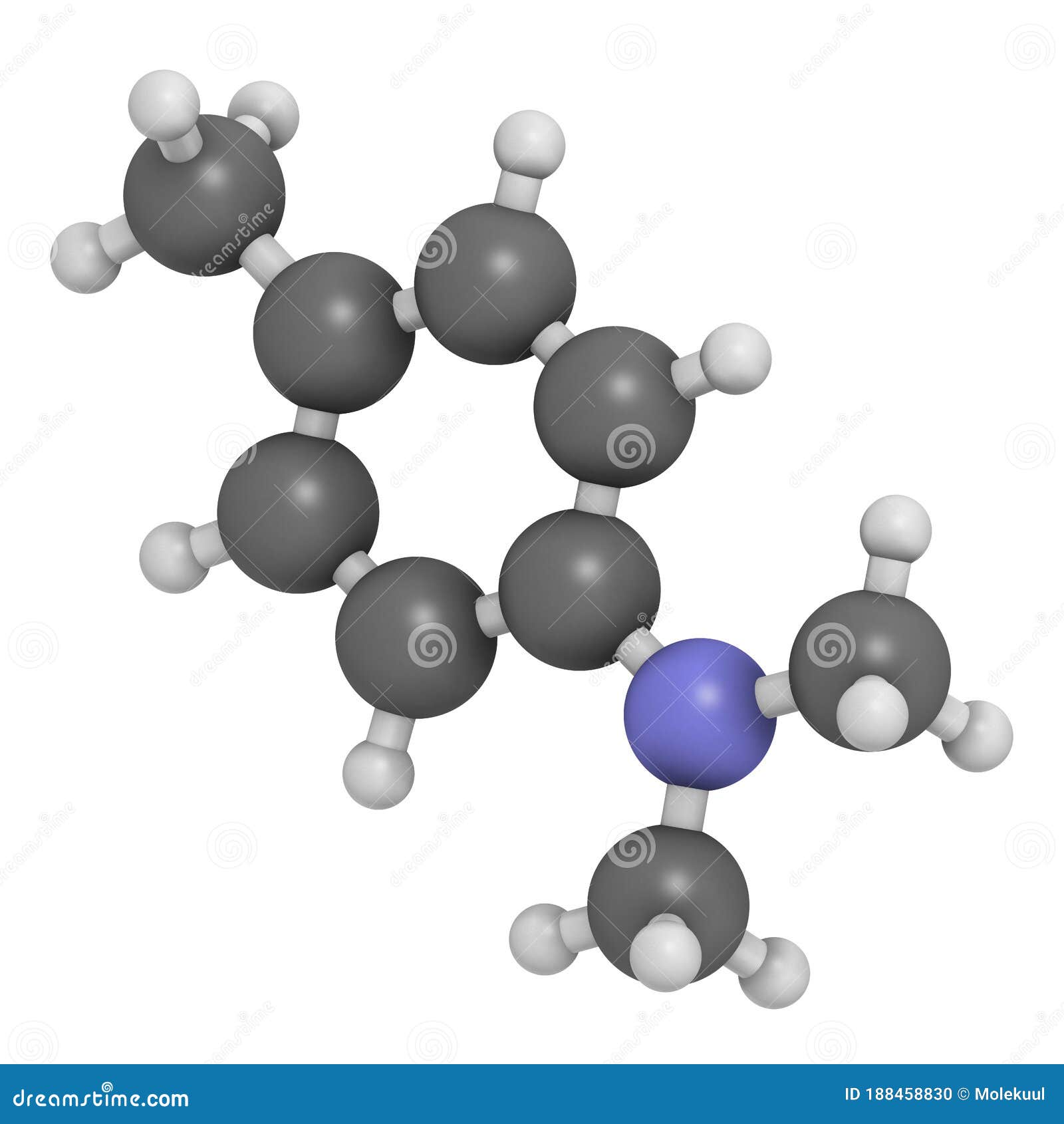 n,n-dimethyl-p-toluidine (dmpt) molecule. commonly used as catalyst in the production of polymers and in dental materials and bone
