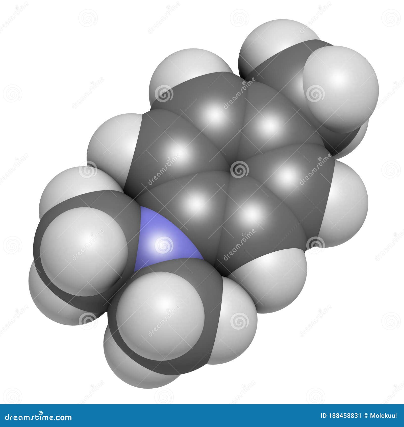 n,n-dimethyl-p-toluidine (dmpt) molecule. commonly used as catalyst in the production of polymers and in dental materials and bone