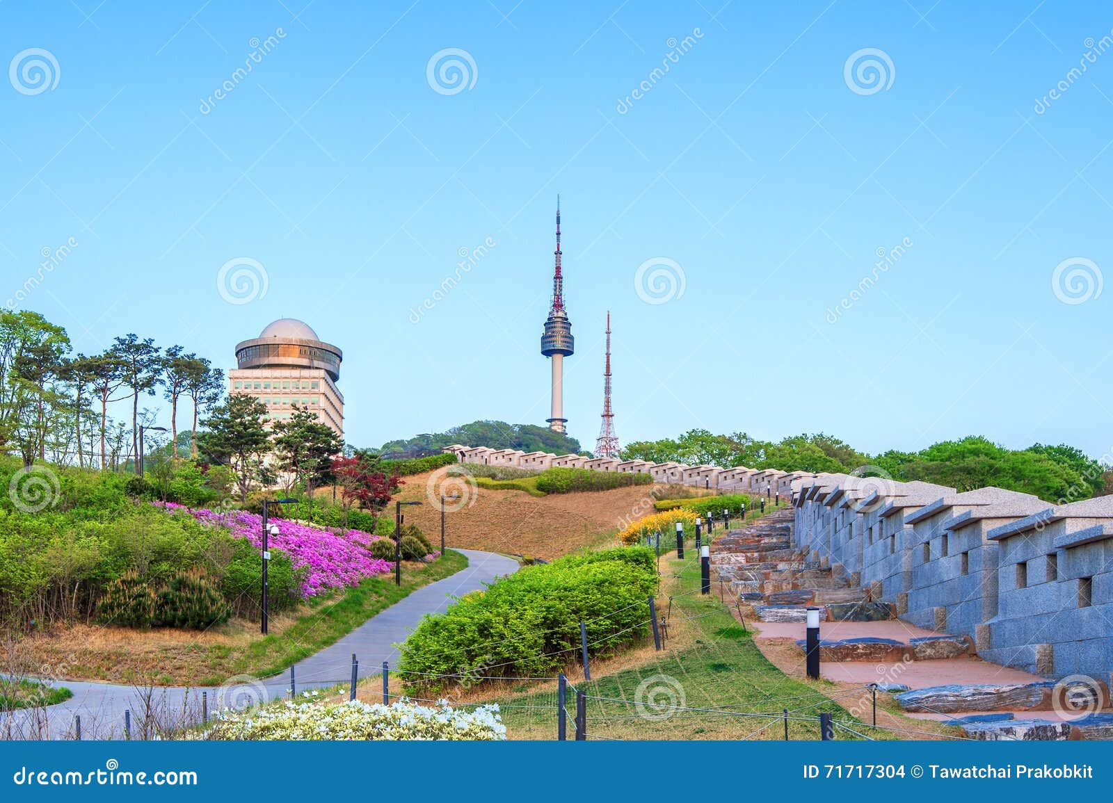 n seoul tower located on namsan mountain in central seoul, korea.