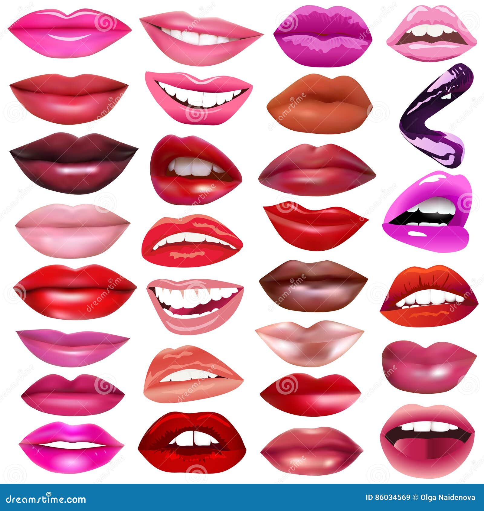 Red Feminine Lips And Nose. Fashion Illustration. Black Background