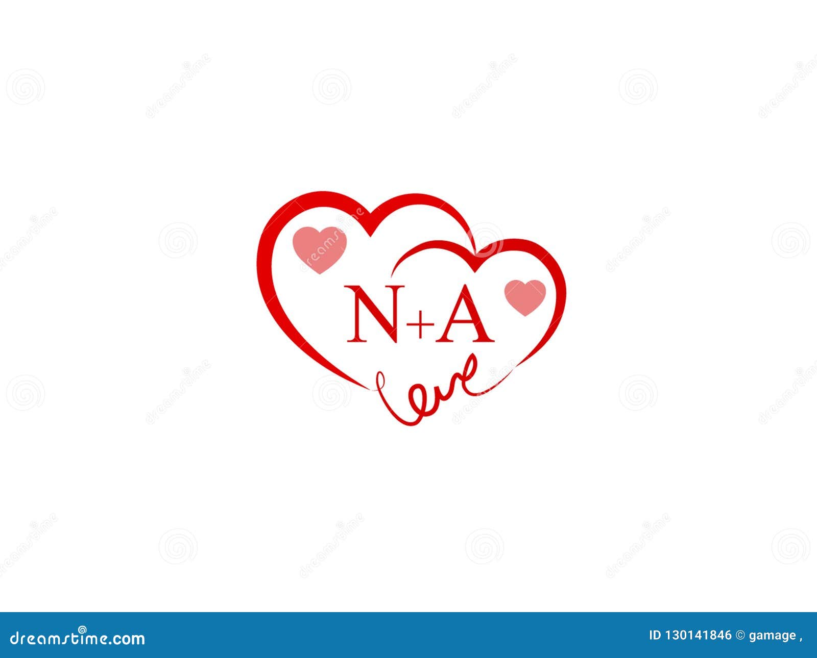 NA Initial Heart Shape Red Colored Love Logo Stock Vector ...