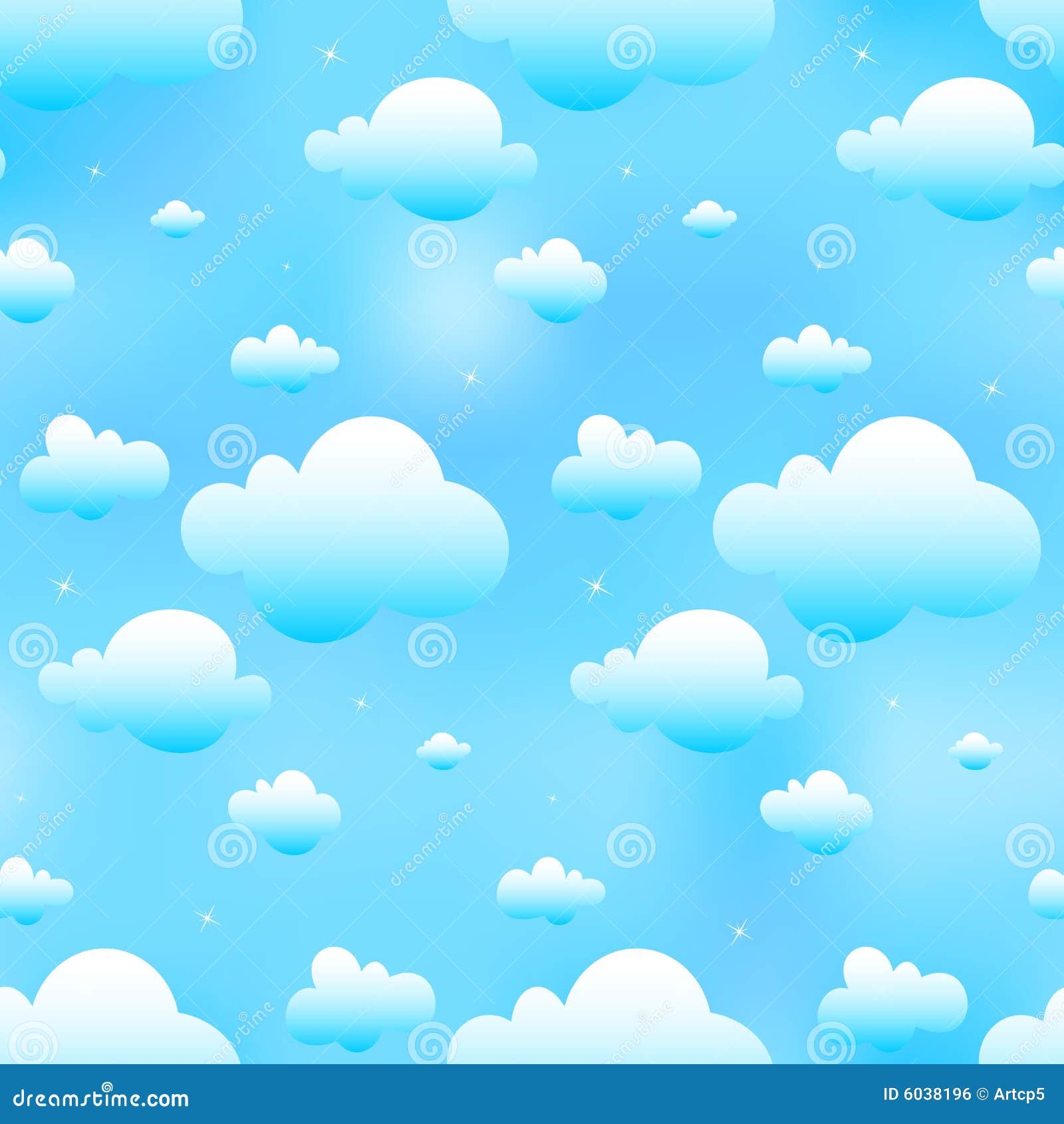 Indrukwekkend naaien verschil Naadloze blauwe wolken vector illustratie. Illustration of achtergronden -  6038196