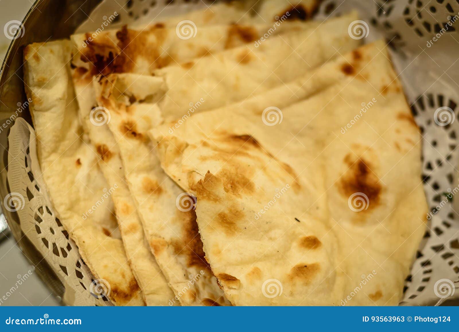 Naan Bread in a Basket in Indian Restaurant Stock Image Image of