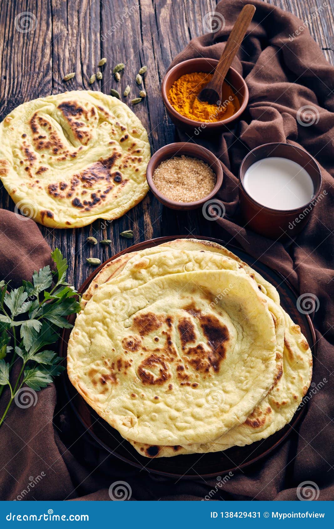 Naan, Indian Flatbread, Pita on a Table Stock Image - Image of naan ...