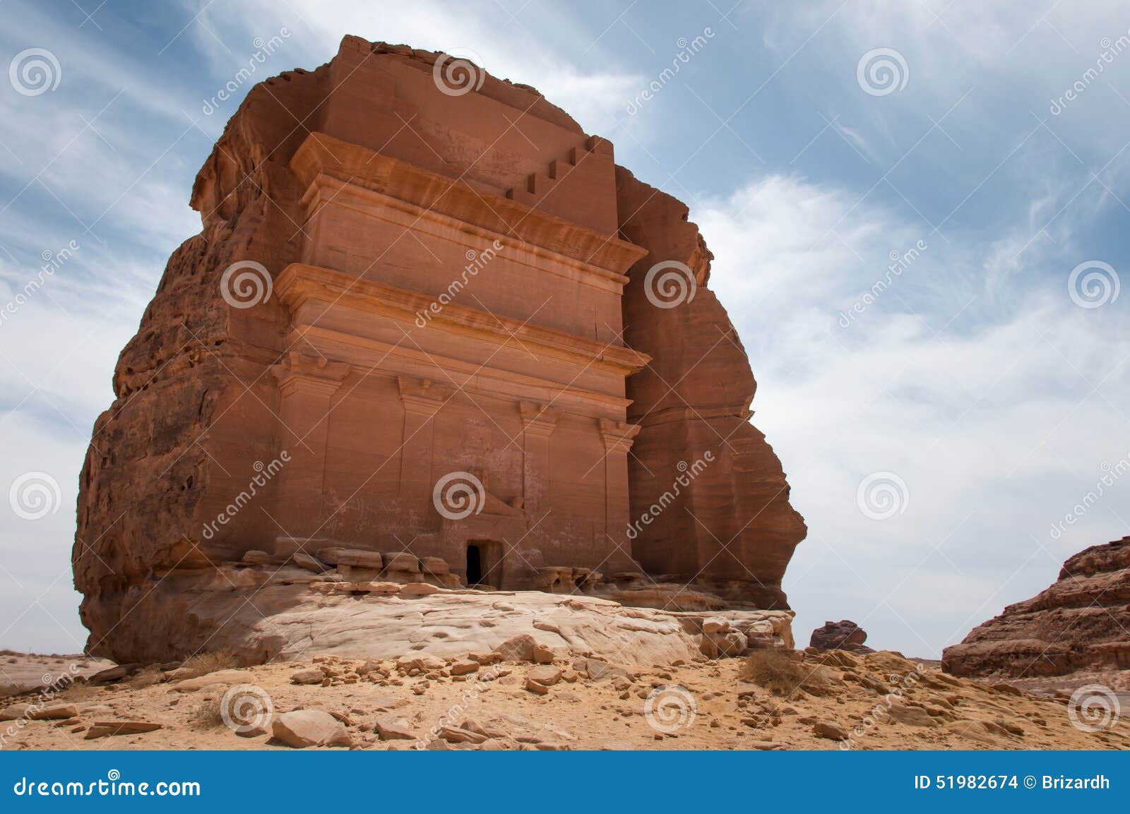 nabatean tomb in madaÃÂ®n saleh archeological site, saudi arabia