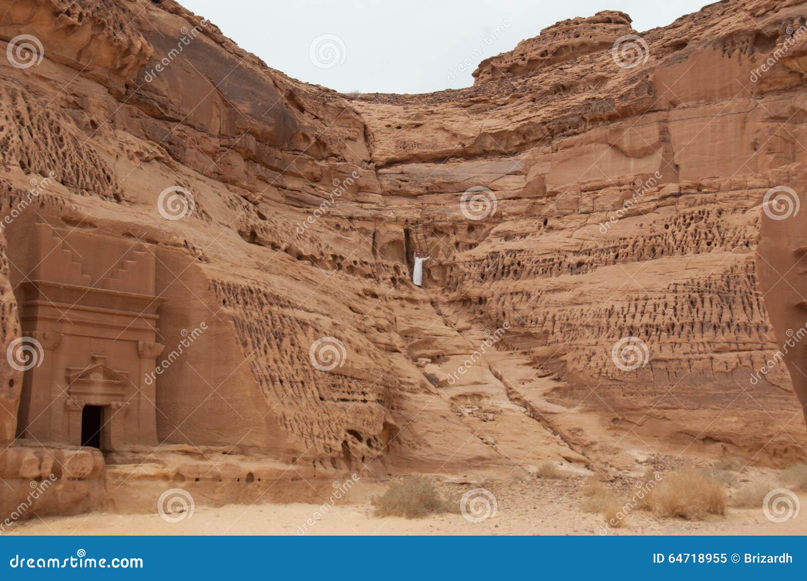 nabatean tombs in madain saleh archeological site, saudi arabia