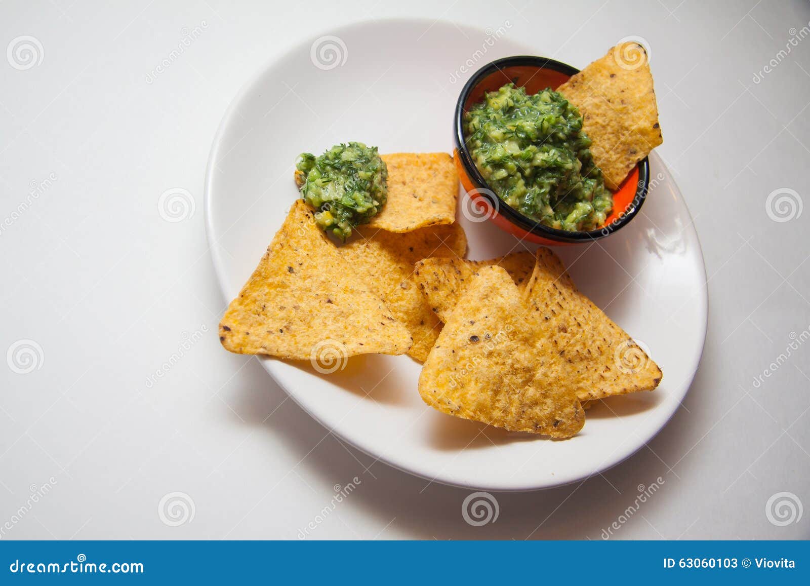 Nacho chips and guacamole stock image. Image of leaf 63060103