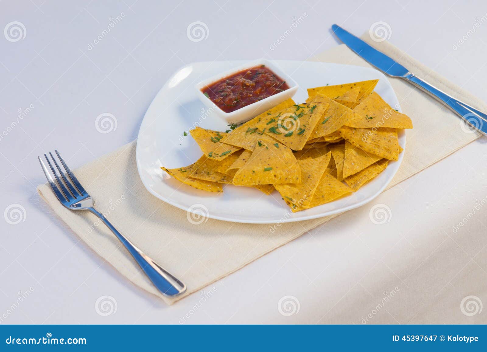 Nacho Chips and Salsa on Plate Stock Image Image of chips, crisp