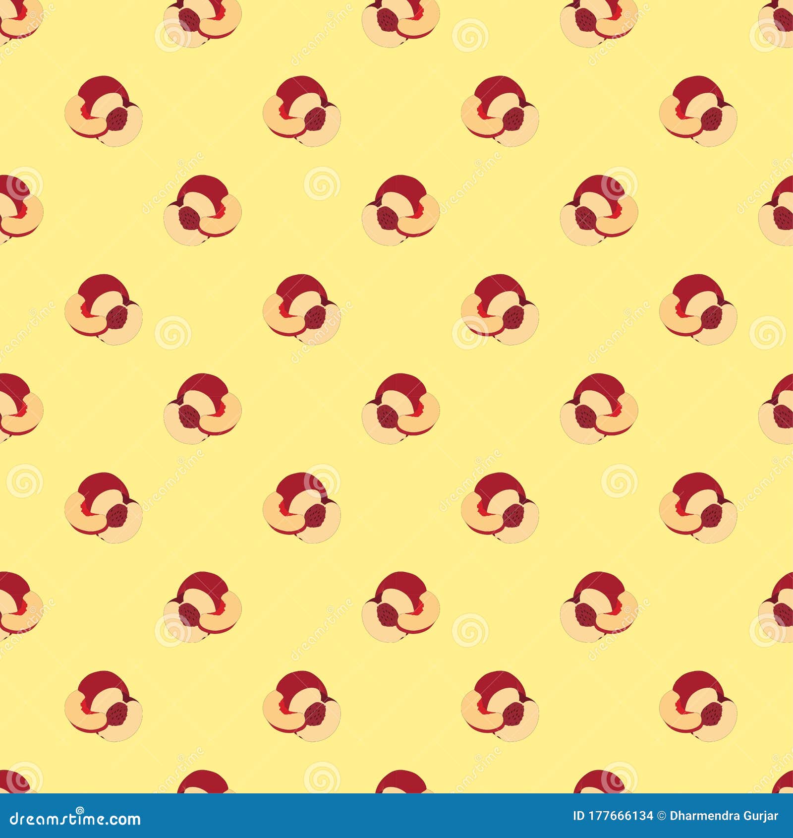 nactarine or peach fruit seamless on yellowish orange background. exotic summer fruit