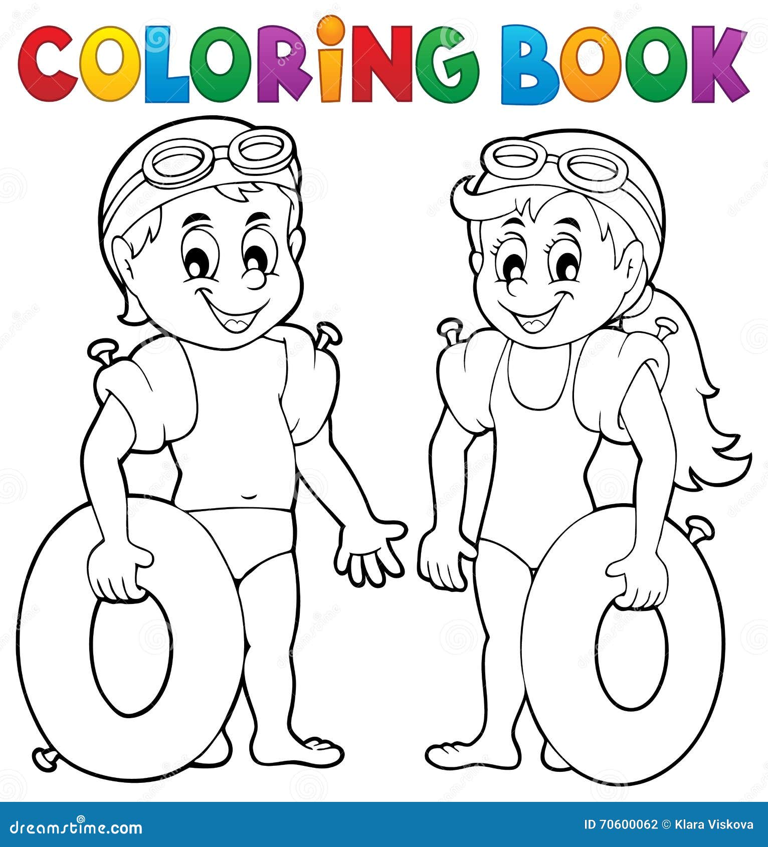 D De Dessin Enfant Nageur Stock Illustrations Vecteurs & Clipart Nageurs de gar§on et de fille de livre de coloriage graphie stock