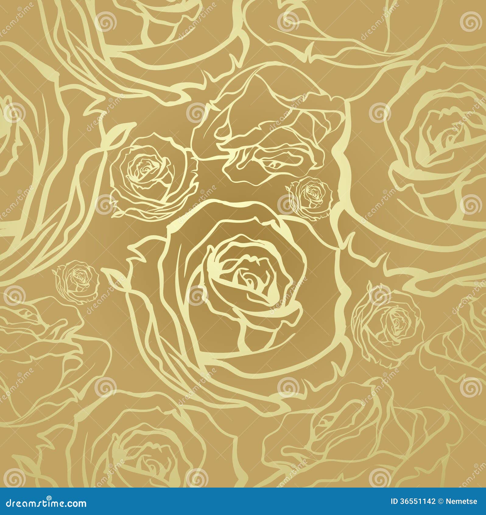 Nahtlose goldene Rosen vektor abbildung. Illustration von blüte - 36551142