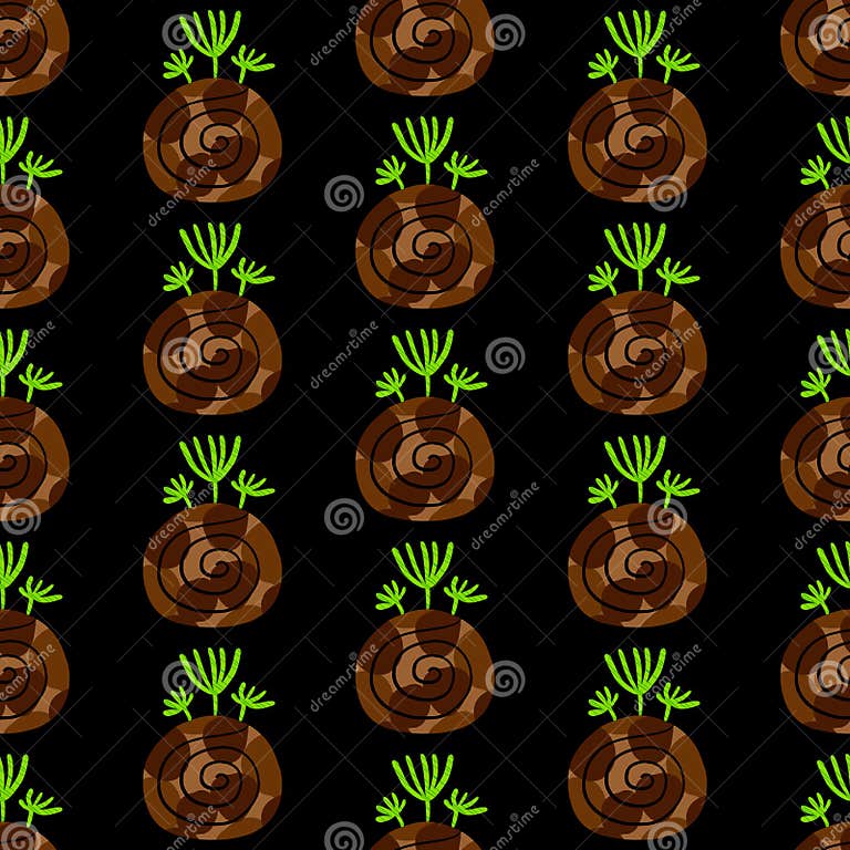 Nahtlose Handgezogenes Muster Kokedama Ball Des Bodens Bedeckt Mit Moos
