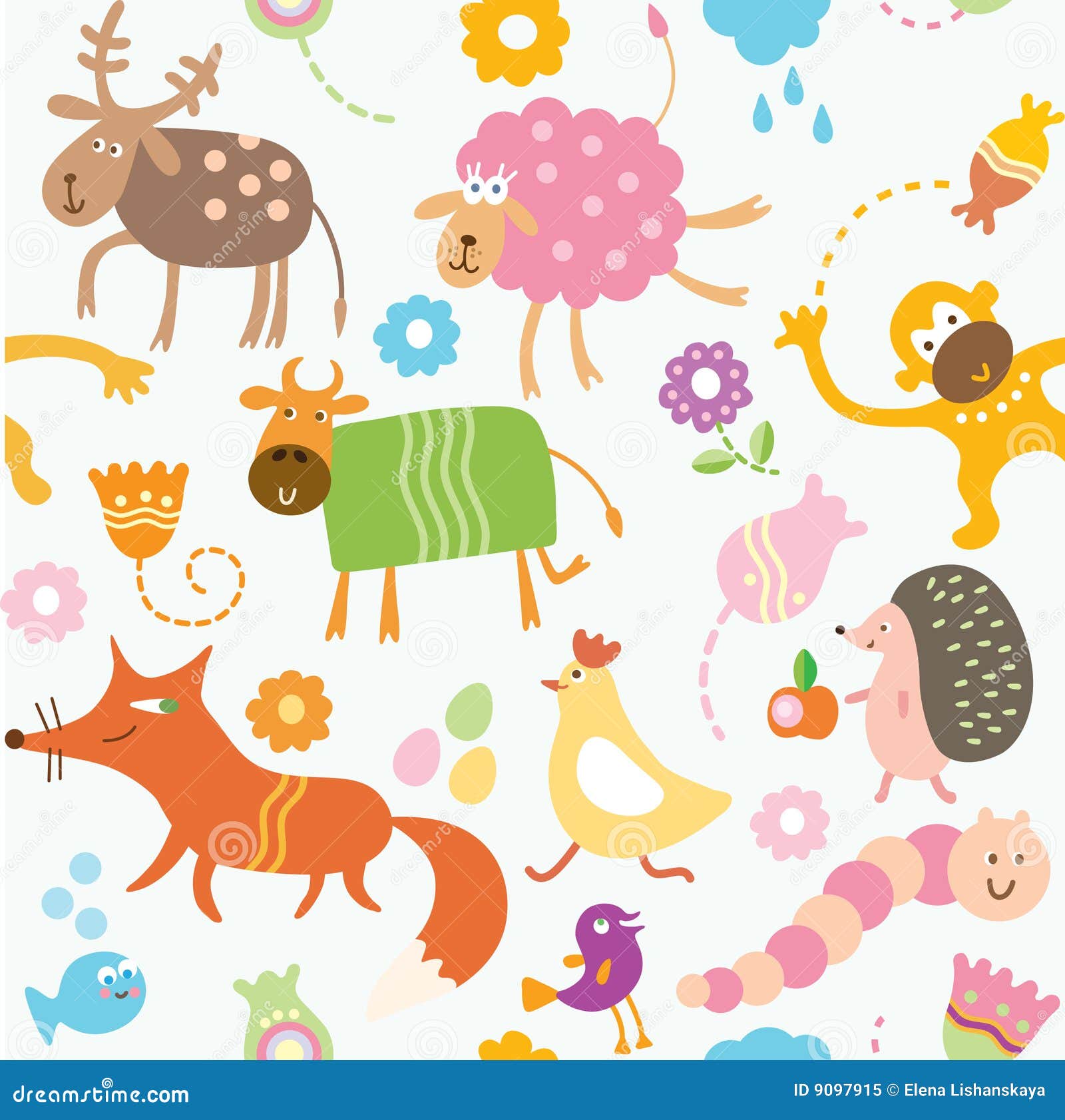 Nahtloses Muster Fur Kinder Tiere Vektor Abbildung Illustration Von Hedgehog Zicklein