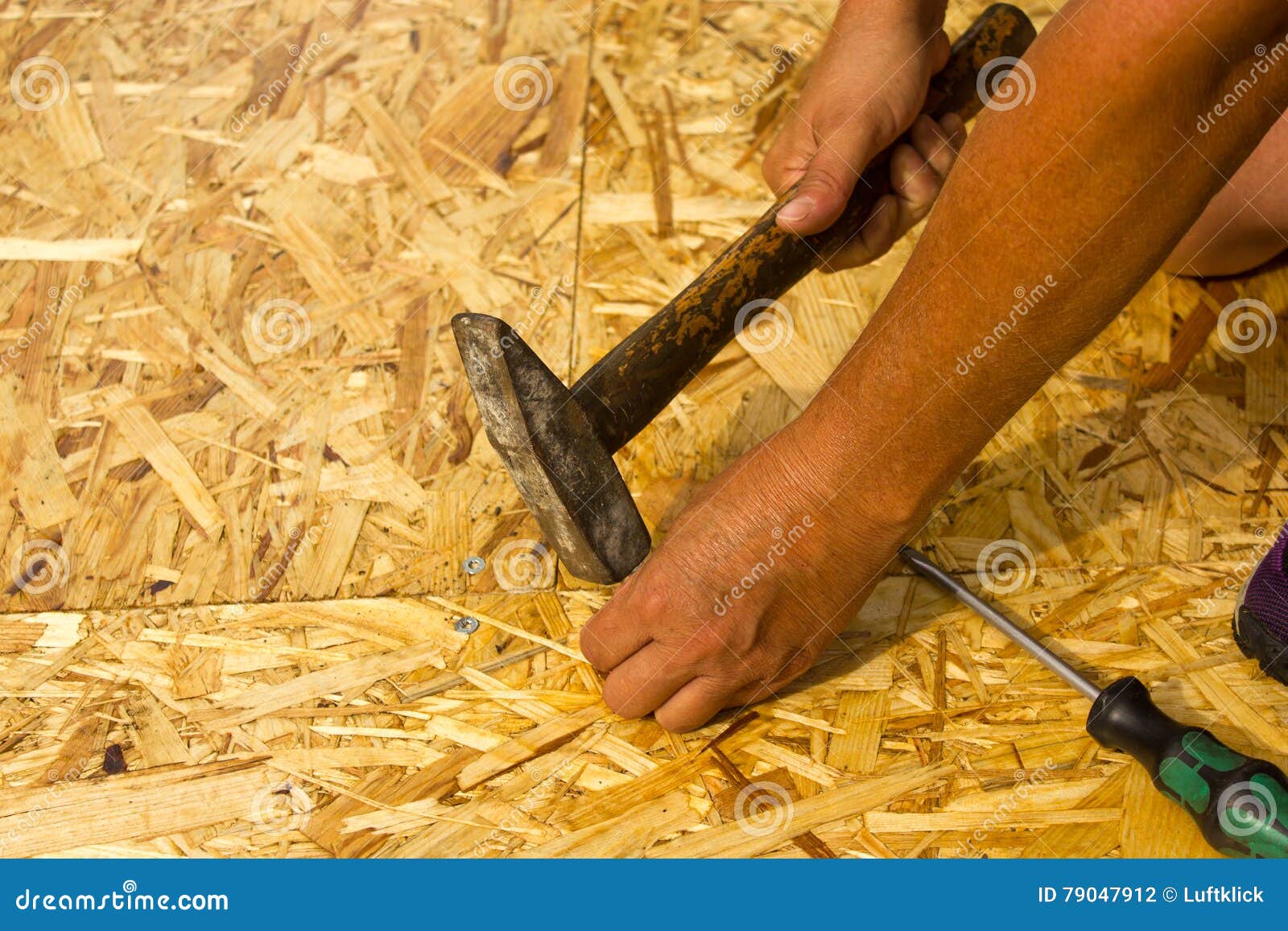 Nail Gun Being Used To Install Trim Around Window RoyaltyFree Stock