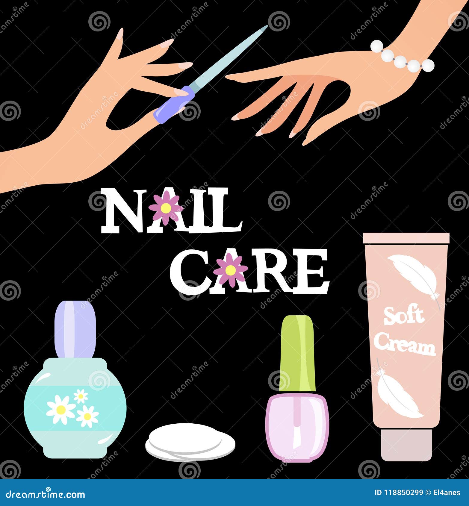 Nail care. Vector stock vector. Illustration of cream 118850299