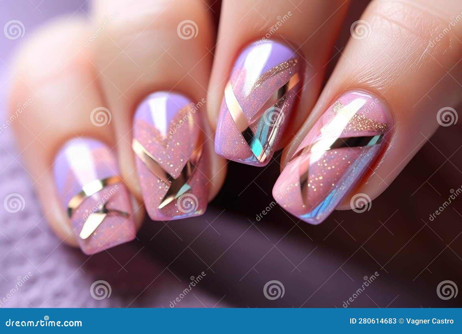 Nail Design Closeup Hand Art Acrylic Gel Manicure Fingernail Nail Design  Abstract. Stock Illustration - Illustration of nails, beauty: 280614683