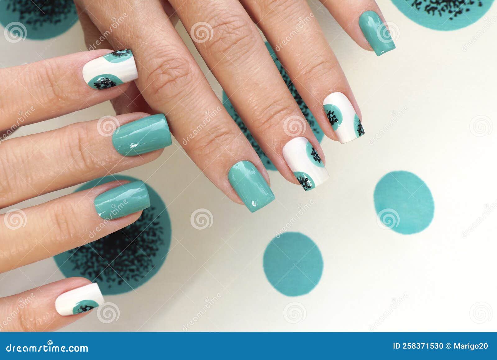 PhD nails: 40 great nail art ideas:Turquoise plaid nail design glowing in  the dark.