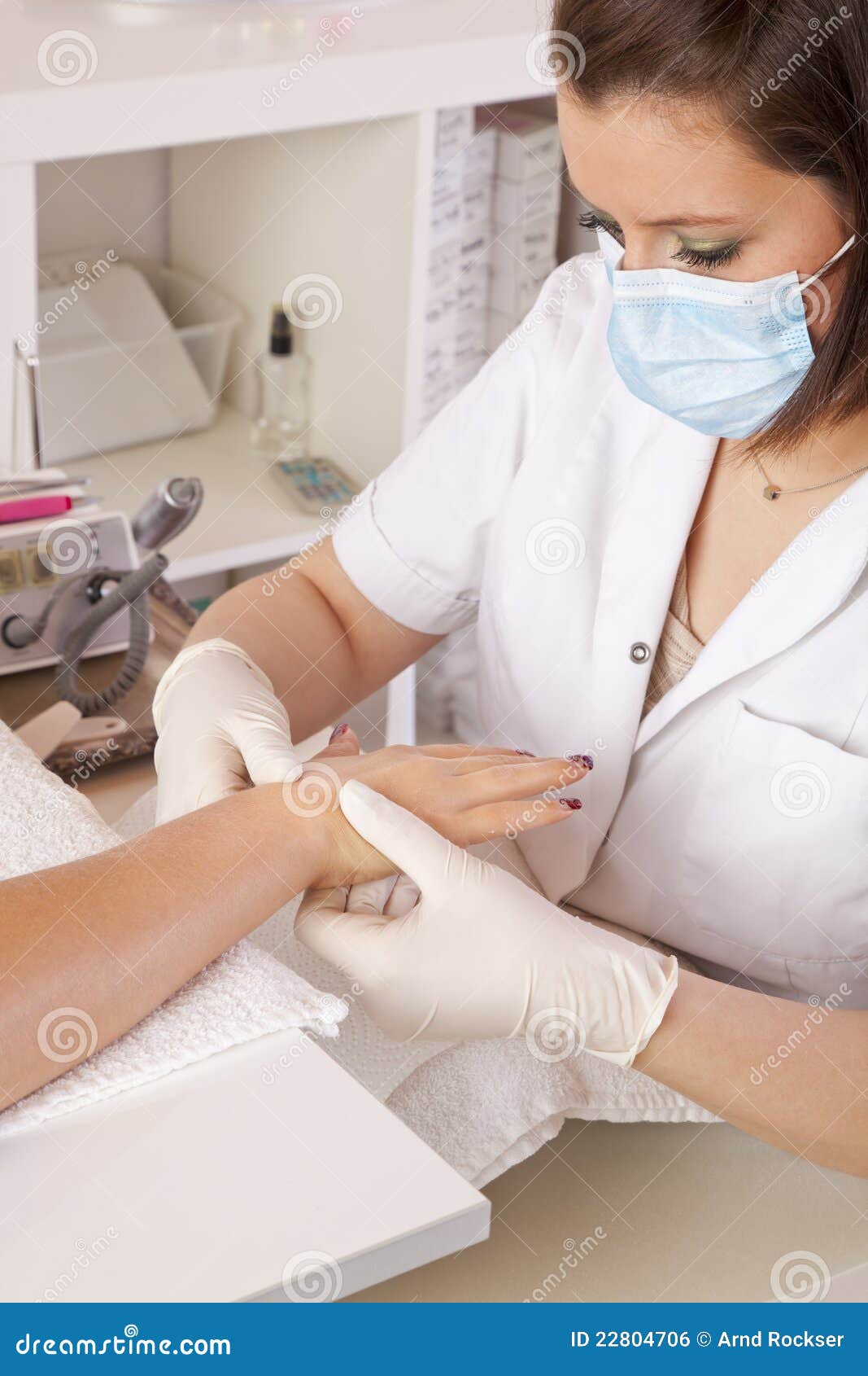 Nail Designer Giving Skin Care Stock Photo Image of designing