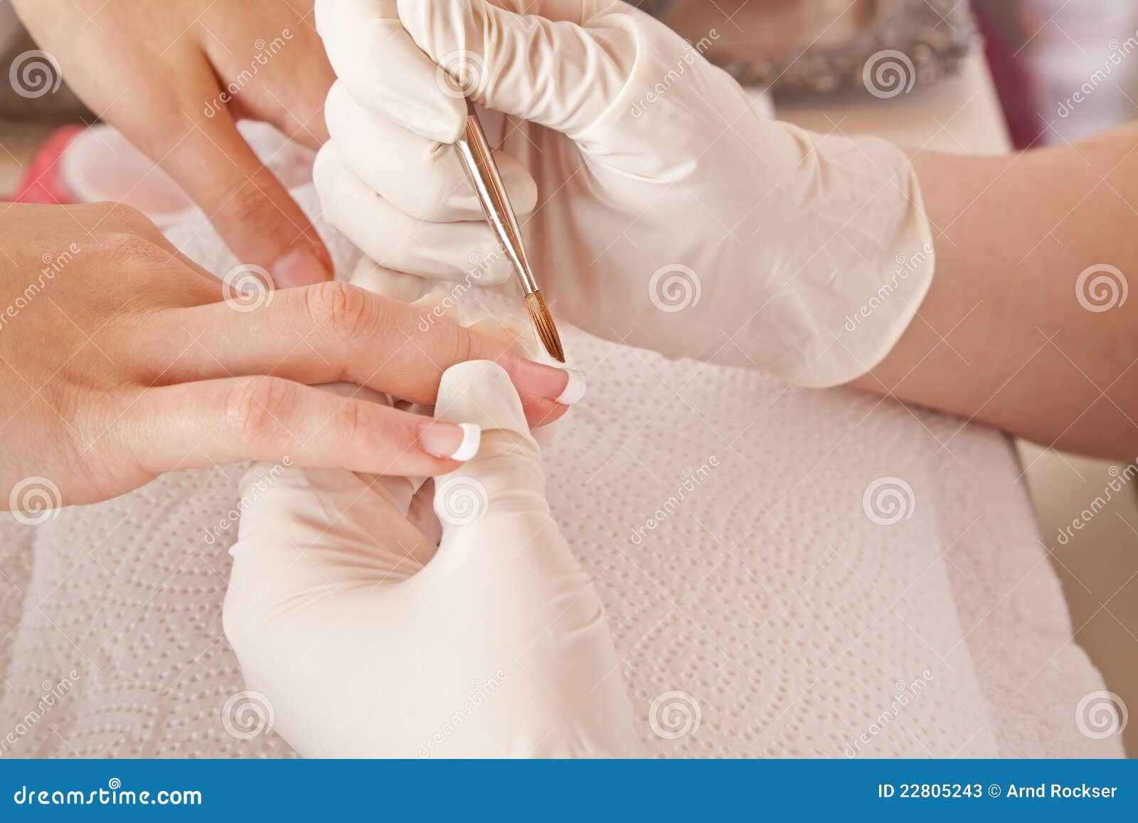 Nail Designer Working on Acrylic Fingernails Stock Image Image of