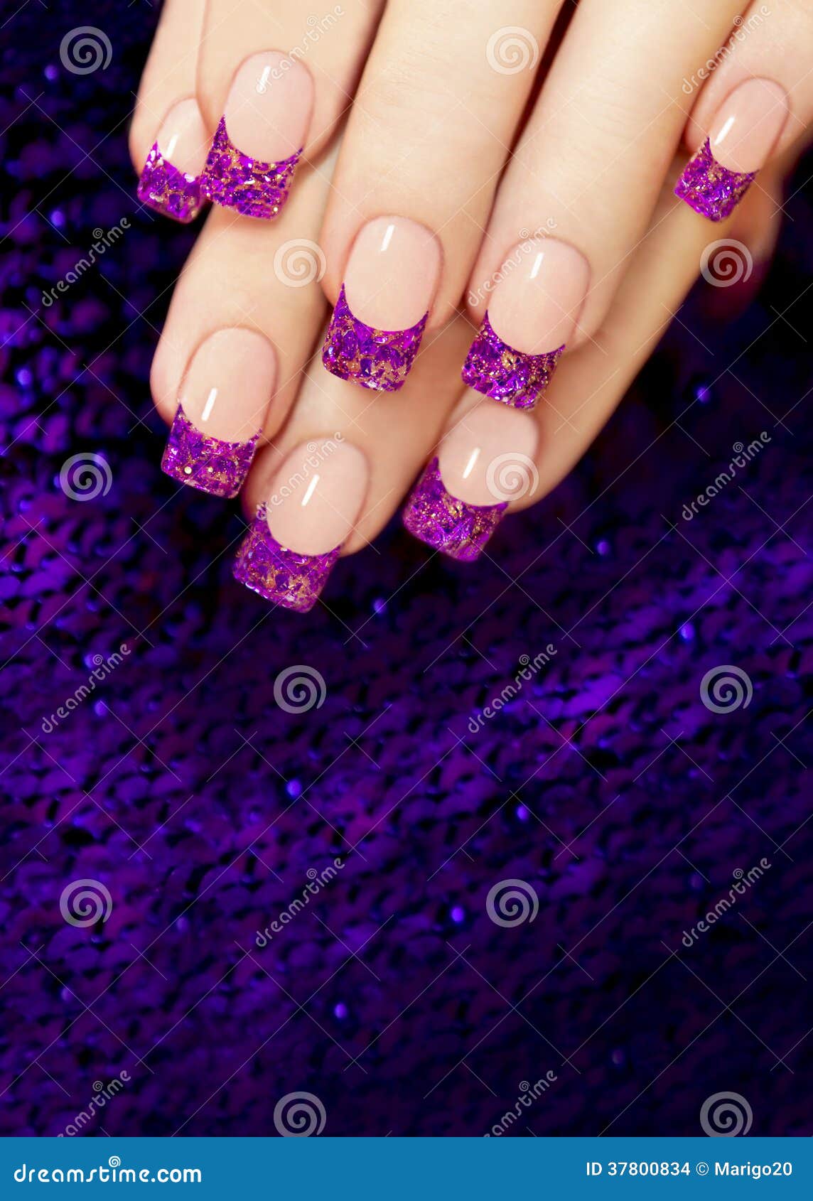 Nail Extension with Blue Mica. Stock Photo Image of life, manicure 37800834
