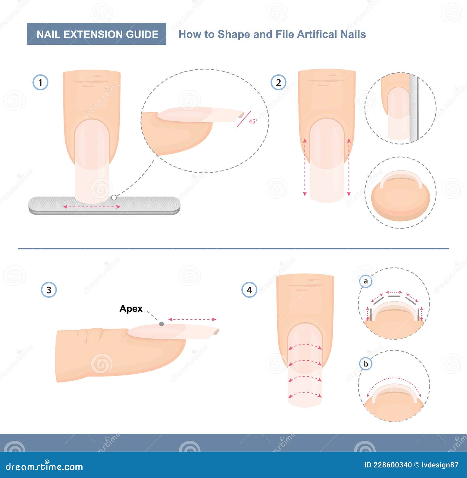 nail extension guide. how to  and file artificial nails the right way. step by step instruction. professional manicure