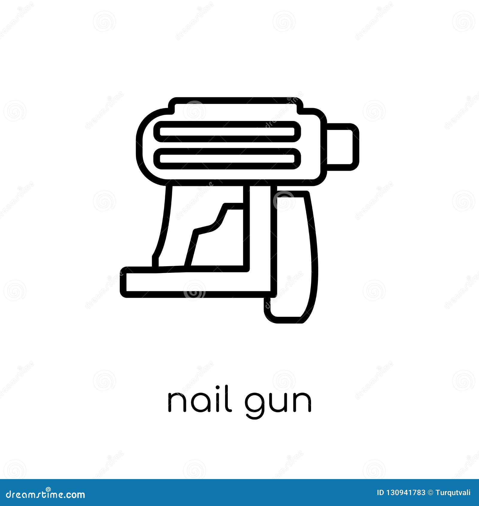 Nail Gun Icon. Trendy Modern Flat Linear Vector Nail Gun Icon on Stock