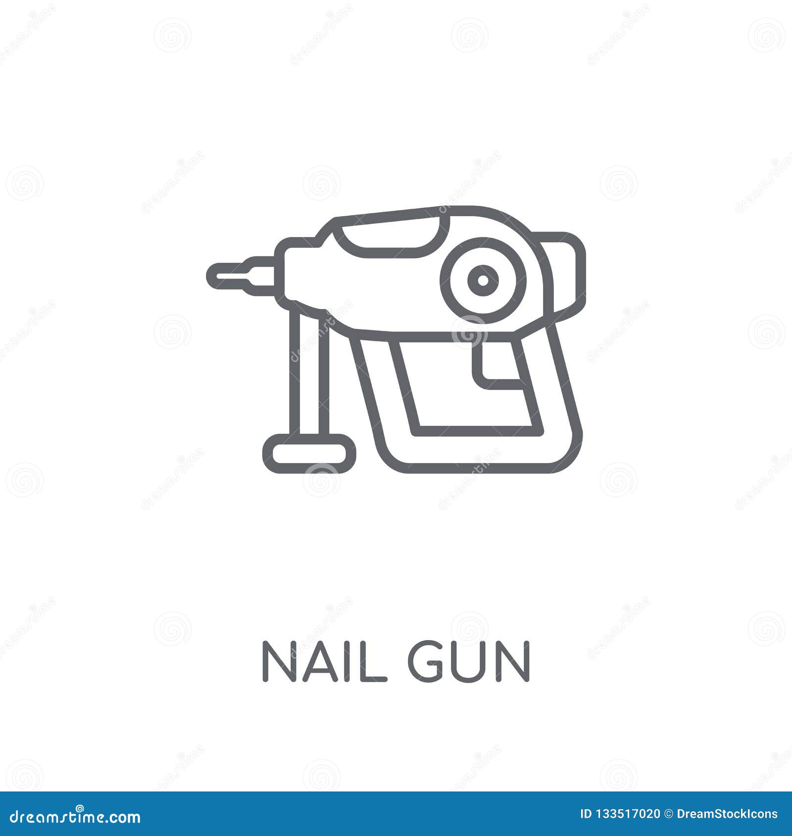 Nail Gun Linear Icon. Modern Outline Nail Gun Logo Concept on Wh Stock